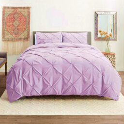 TheWhiteWater Limited Pintuck Duvet Cover Set + Matching Pillowcases With Bedsheet - 3In1 Hotel Style Bedding Set - Pink - thumbnail 3