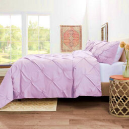 TheWhiteWater Limited Pintuck Duvet Cover Set + Matching Pillowcases With Bedsheet - 3In1 Hotel Style Bedding Set - Pink - thumbnail 4