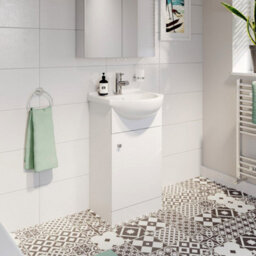 Affine 450mm Vanity Unit & Basin Set Freestanding Bathroom Sink Single Tap Hole Floor Standing Matt White - thumbnail 2