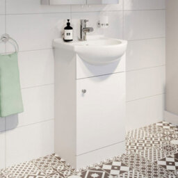 Affine 450mm Vanity Unit & Basin Set Freestanding Bathroom Sink Single Tap Hole Floor Standing Matt White