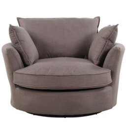 Irwin Woven Textured Fabric Brown Coloured Swivel Based Cuddle Chair