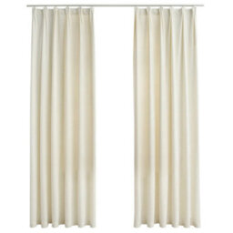 Berkfield Elegant Blackout Curtains 2 Pcs With Hooks Velvet Cream 140X225 Cm