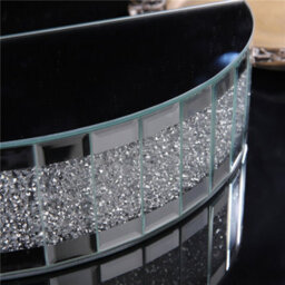 Deenz Half Moon Mirrored Wall Shelf With Crystal Band 38 X 8.5 Cm Glass Display Shelf With Crushed Diamond Design - thumbnail 2