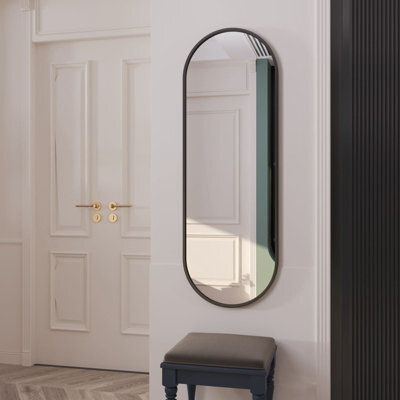 Jōbū Jobu Home - Emi, Black Metal Runway Oval Mirror - 120Cm X 40Cm - image 1