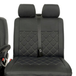 Uk Custom Covers Vw T5/t6 2003-2015 Black Front Leatherette Seat Covers - Double Diamond Bentley Stitch, Underseat Storage - thumbnail 6
