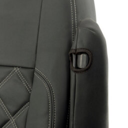 Uk Custom Covers Vw T5/t6 2003-2015 Black Front Leatherette Seat Covers - Double Diamond Bentley Stitch, Underseat Storage - thumbnail 5