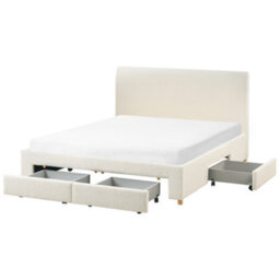 Beliani Bed With Storage Drawers Boucle Soutrin 160 X 200 Cm (Eu King Size) Off-White - thumbnail 5