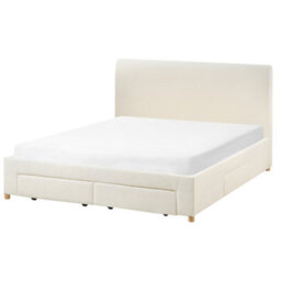 Beliani Bed With Storage Drawers Boucle Soutrin 160 X 200 Cm (Eu King Size) Off-White - thumbnail 6