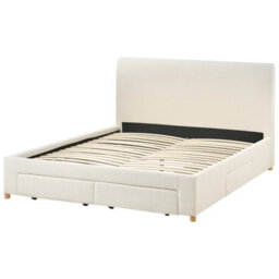 Beliani Bed With Storage Drawers Boucle Soutrin 160 X 200 Cm (Eu King Size) Off-White - thumbnail 7