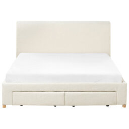 Beliani Bed With Storage Drawers Boucle Soutrin 160 X 200 Cm (Eu King Size) Off-White - thumbnail 8