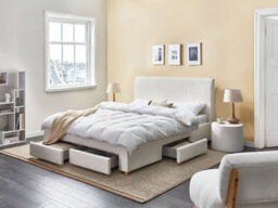 Beliani Bed With Storage Drawers Boucle Soutrin 160 X 200 Cm (Eu King Size) Off-White - thumbnail 2