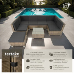 Tectake Garden Furniture Venice - Set For 6 To 7 People, Outdoor Sofas, Table And Stool  - Nature - thumbnail 2