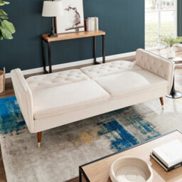 Bravich Victoria Sofa Bed 3 Seater Velvet Click Clack - Cream - thumbnail 2