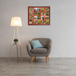 AK Frames 80X70Cm Rose Wood Modern Multi Photo Frame With Poppy Red Mount - Holds 20 Apertures (18X) 6X4, (2X) 4X4 Photos - thumbnail 3