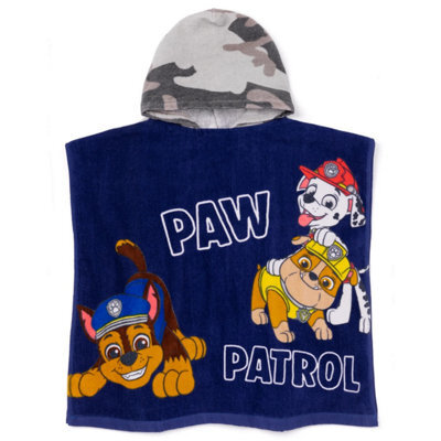 Paw Patrol Childrens/kids Camo Hooded Towel Navy/grey (One Size) - image 1