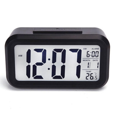 Dtl Digital Alarm Clock Led Display With Temperature Big Lcd Digit Larger Backlit Snooze Smart Brightness Sensor For Bedroom Home