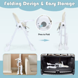 Costway Adjustable Baby High Chair Foldable Reclining Infant Highchair Removable Trays - thumbnail 8