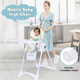 Costway Adjustable Baby High Chair Foldable Reclining Infant Highchair Removable Trays - thumbnail 9