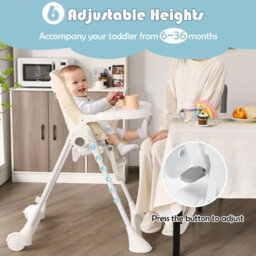 Costway Adjustable Baby High Chair Foldable Reclining Infant Highchair Removable Trays - thumbnail 4