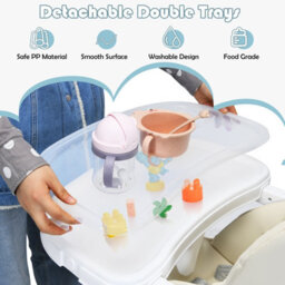 Costway Adjustable Baby High Chair Foldable Reclining Infant Highchair Removable Trays - thumbnail 7