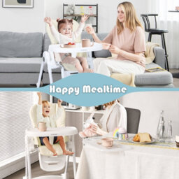 Costway Adjustable Baby High Chair Foldable Reclining Infant Highchair Removable Trays - thumbnail 3
