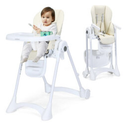 Costway Adjustable Baby High Chair Foldable Reclining Infant Highchair Removable Trays - thumbnail 1