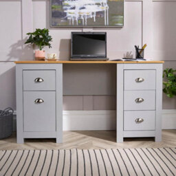 Home Source Camden Pc Computer Office Storage Desk Grey - thumbnail 3