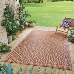 Gainsborough Outdoor Rug In Terracotta Aztec Design, Made From Recycled Polypropylene, Mould-Resistant & Easy Clean, W120 X L180Cm - thumbnail 1
