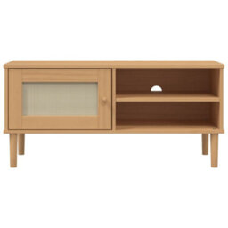 Berkfield Tv Cabinet Senja Rattan Look Brown 106X40X49Cm Solid Wood Pine - thumbnail 5