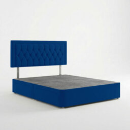 Adore Designs Diamond Cut Plush Velvet Divan Bed, Headboard - 4Ft6 Double - Blue - 2 Drawers Foot End - thumbnail 2