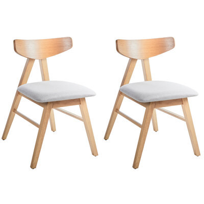 Beliani Set Of 2 Dining Chairs Lacota Wood Light Brown/ Grey - image 1