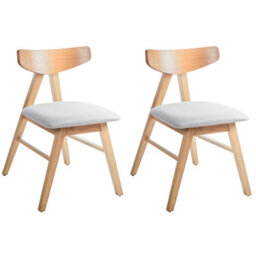 Beliani Set Of 2 Dining Chairs Lacota Wood Light Brown/ Grey - thumbnail 1