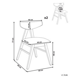 Beliani Set Of 2 Dining Chairs Lacota Wood Light Brown/ Grey - thumbnail 3