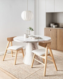 Beliani Set Of 2 Dining Chairs Lacota Wood Light Brown/ Grey - thumbnail 2