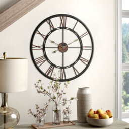 Living And Home Vintage Round Large Silent Decorative Metal Wall Clock With Roman Numeral 60Cm X 60Cm - thumbnail 1