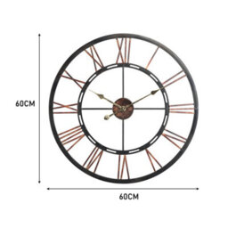 Living And Home Vintage Round Large Silent Decorative Metal Wall Clock With Roman Numeral 60Cm X 60Cm - thumbnail 5