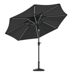 Living And Home 3M Large Garden Led Parasol Outdoor Beach Umbrella Sun Shade Crank Tilt  With Round Base, Dark Grey - thumbnail 4