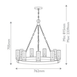 Luminosa Lighting Elstead Sawyer 9 Light Multi Arm Pendant Ceiling Light Sequoia Wood Effect Clear Seeded Glass Ip44 - thumbnail 2