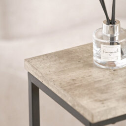 Pacific Lifestyle Concrete Effect C Shape Sofa Side Table With Black Metal Frame, Slides Under Sofa, Soho - thumbnail 4