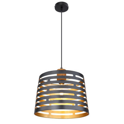Luminosa Lighting Luminosa Ablona 35Cm Cylindrical Pendant Ceiling Light Matt Black 1X E27 - image 1