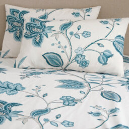 Dreams & Drapes Samira Richly Illustrated Floral Print Teal Duvet Cover Set - thumbnail 4