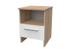 Trent Bottom Drawer Lamp Table In White & Bardolino Oak (Ready Assembled) - thumbnail 1