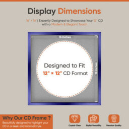 "16X16"" Purple Classic Vinyl Record Frame With Silver Mount For 12 Inch Lp Disc - Ak Frames" - thumbnail 2