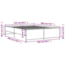Berkfield Bed Frame Without Mattress Grey Sonoma 150X200 Cm King Size - thumbnail 9