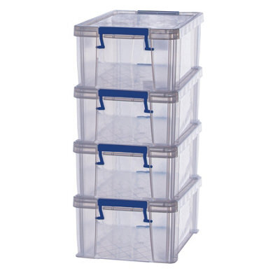 4 Bankers Box 10L Clear Plastic Storage Box With Lid Super Strong Plastic Box 140 X 340 X 215mm Pack Of 4 - image 1