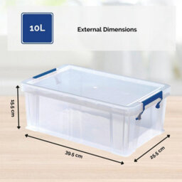 4 Bankers Box 10L Clear Plastic Storage Box With Lid Super Strong Plastic Box 140 X 340 X 215mm Pack Of 4 - thumbnail 8