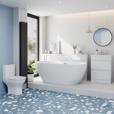 Affine Bathroom Suite 1500mm Freestanding Bath Toilet Wc Basin Vanity Unit - image 1