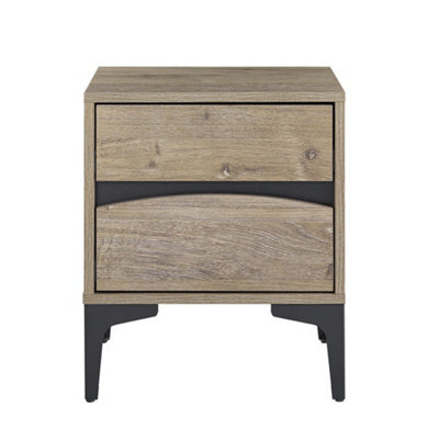 Sobuy Fbt165-N, Bedside Table 2-Drawer Nightstand With Curved Front & Metal Legs,wood Veneer,w39.8Xd39.8Xh47