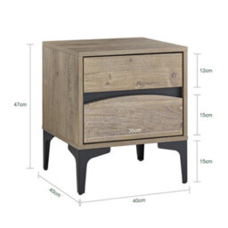 Sobuy Fbt165-N, Bedside Table 2-Drawer Nightstand With Curved Front & Metal Legs,wood Veneer,w39.8Xd39.8Xh47 - thumbnail 3