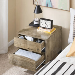 Sobuy Fbt165-N, Bedside Table 2-Drawer Nightstand With Curved Front & Metal Legs,wood Veneer,w39.8Xd39.8Xh47 - thumbnail 2